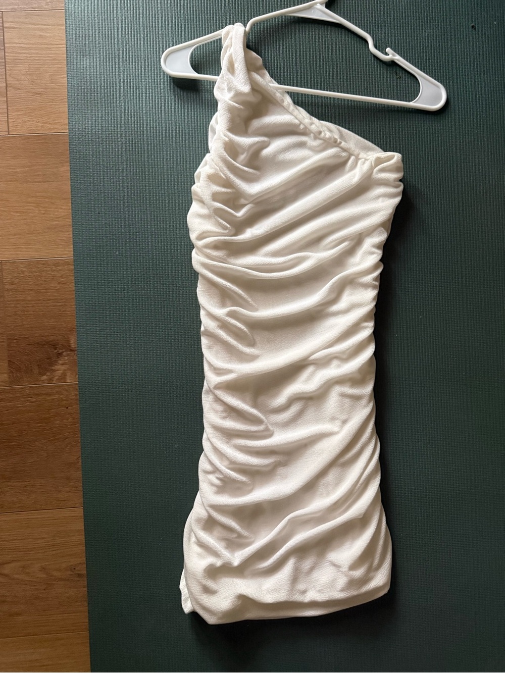 Bridal One-Shoulder Ruched Mini Dress in Ivory